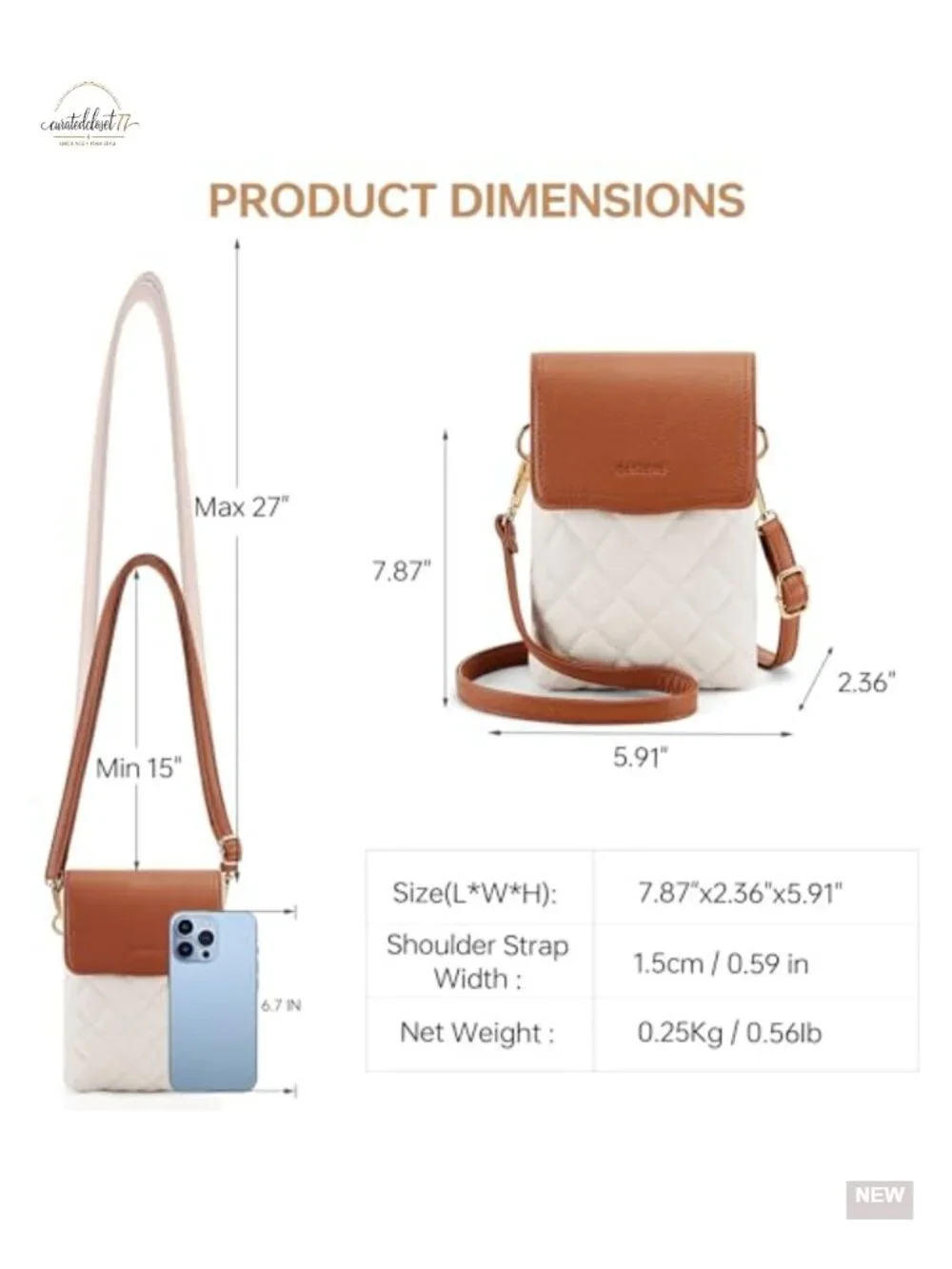 RFID Blocking Quilted Vegan Leather Small Crossbody Phone Purse with Card Slots